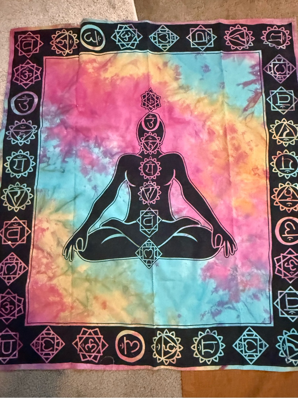 Tie-Dye Seven Chakra Yoga Meditation Wall Tapestry - Multicolor